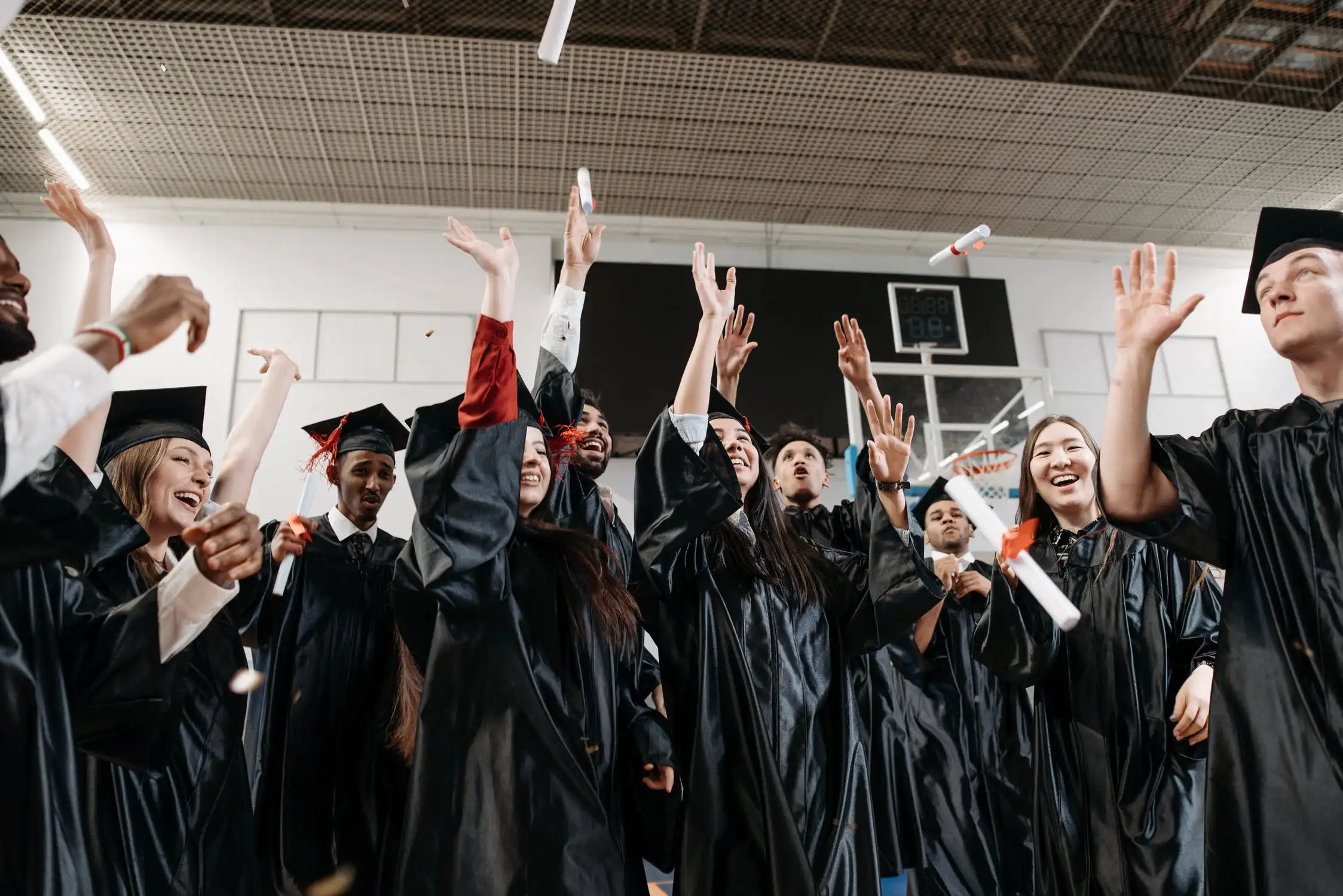 Graduates celebrating after a commencement ceremony