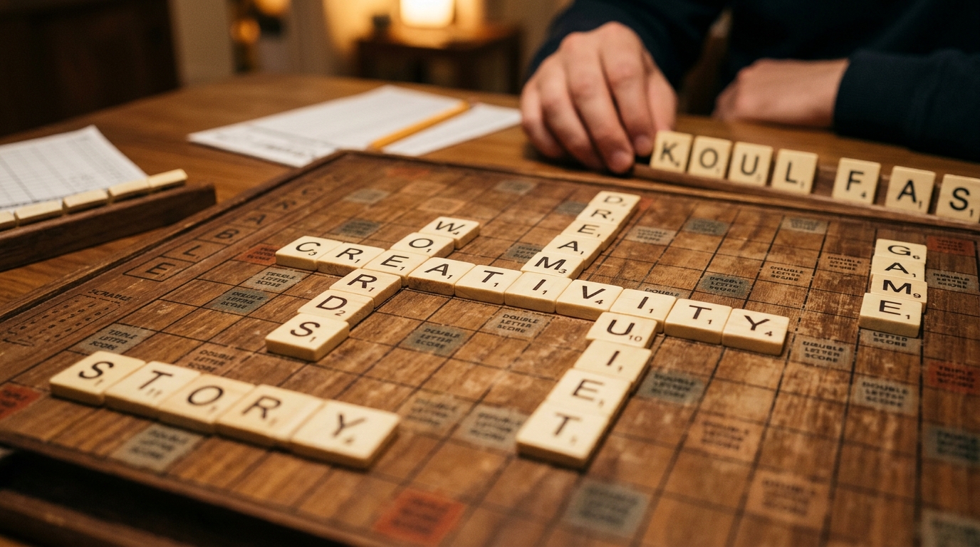 Exceed Learning Center Scrabble board and letter tiles game session